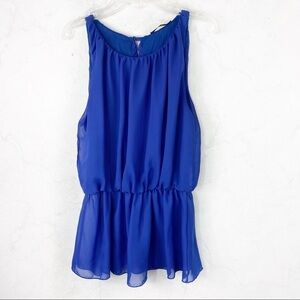 [Papaya] Classic Blue Peplum Top